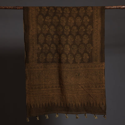 Brown - Ajrakh Block Printed Pure Woolen Stole