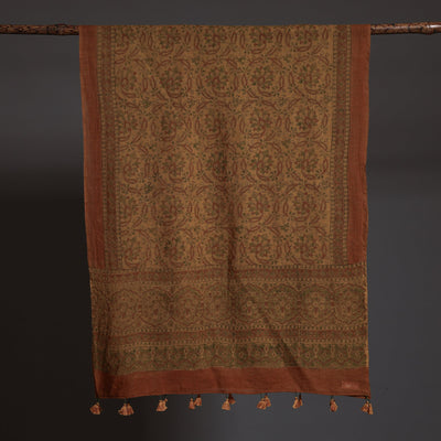 Brown - Ajrakh Block Printed Pure Woolen Stole
