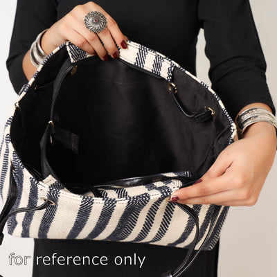 Black - Handcrafted Woven Cotton Shoulder Bag (Set of 2)