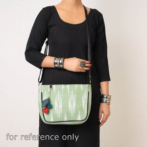 Beige - Handcrafted Cotton Sling Bag with Bag Charm