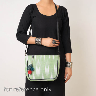 Beige - Handcrafted Cotton Sling Bag with Bag Charm