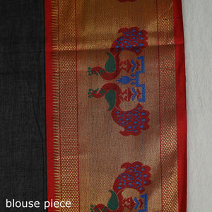 Black - Mercerised Cotton Paithani Zari Border Dharwad Saree 24