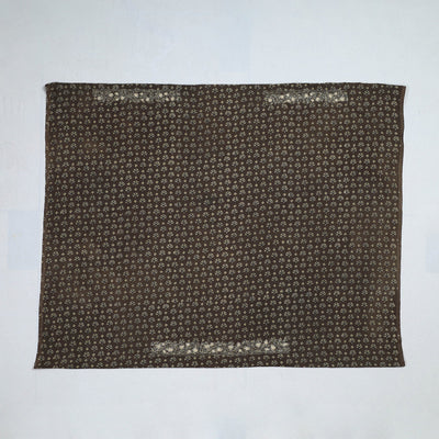 Brown - Ajrakh Block Printed Thread & Bead Work Hand Embroidery Cotton Blouse Piece