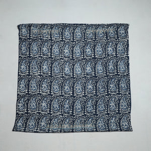 Blue - Batik Printed Thread & Bead Work Hand Embroidery Cotton Blouse Piece
