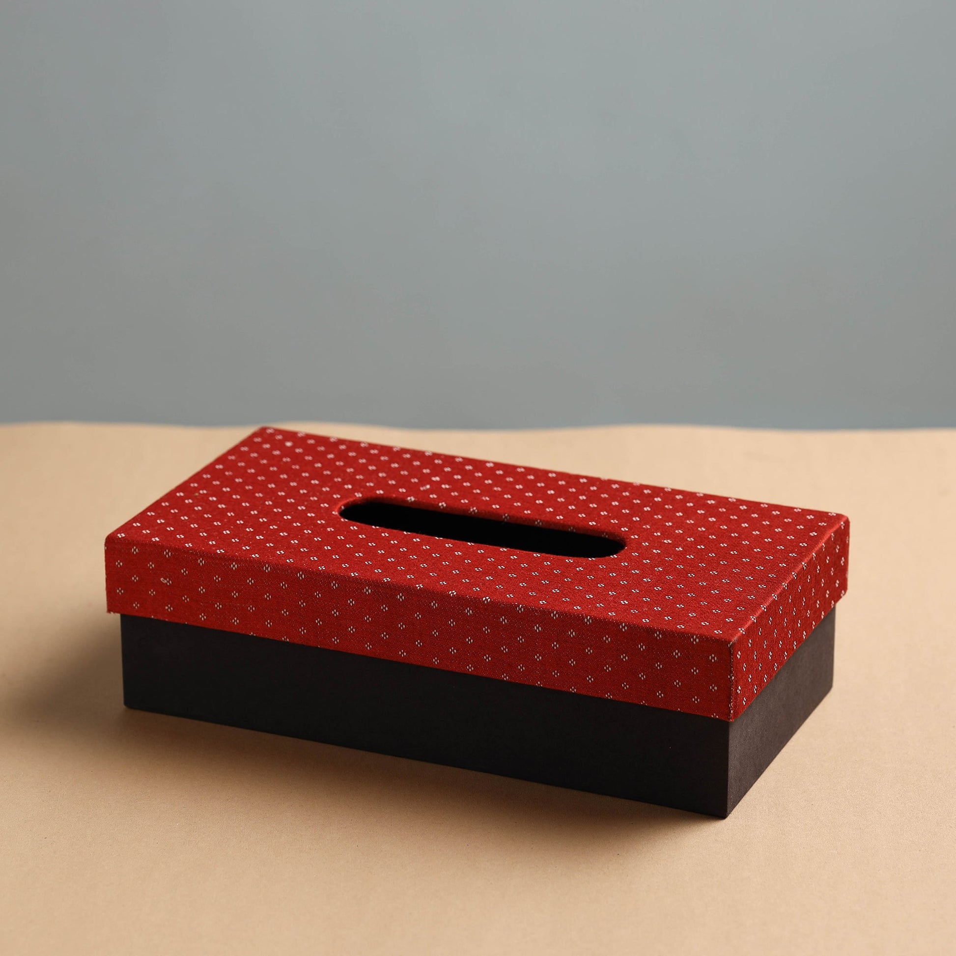 Black - Mashru Silk Fabric Handmade Tissue Box