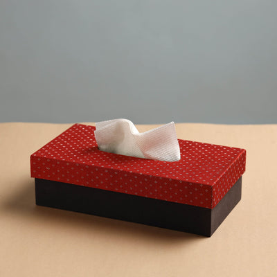 Black - Mashru Silk Fabric Handmade Tissue Box
