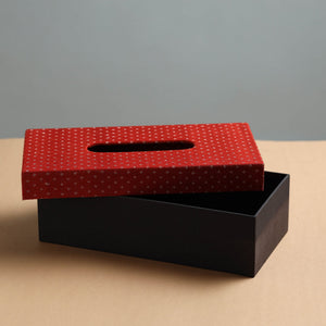 Black - Mashru Silk Fabric Handmade Tissue Box