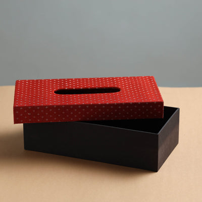 Black - Mashru Silk Fabric Handmade Tissue Box