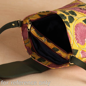 Beige - Handcrafted Sanganeri Printed Leather Sling Bag