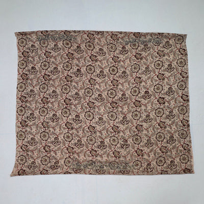 Beige - Kalamkari Block Printed Thread & Bead Work Hand Embroidery Cotton Blouse Piece