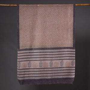 Brown - Bagru Hand Block Printed Pure Wool Stole