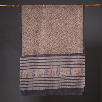 Brown - Bagru Hand Block Printed Pure Wool Stole