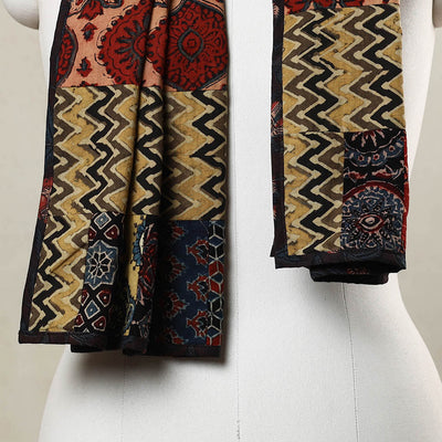 Brown - Ajrakh Block Printed Patchwork Cotton Stole