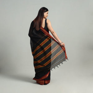 Black - Mercerised Cotton Zari Border Dharwad Saree 41