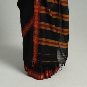 Black - Mercerised Cotton Zari Border Dharwad Saree 41
