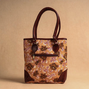 Brown - Handcrafted Sanganeri Printed Leather Shoulder Bag