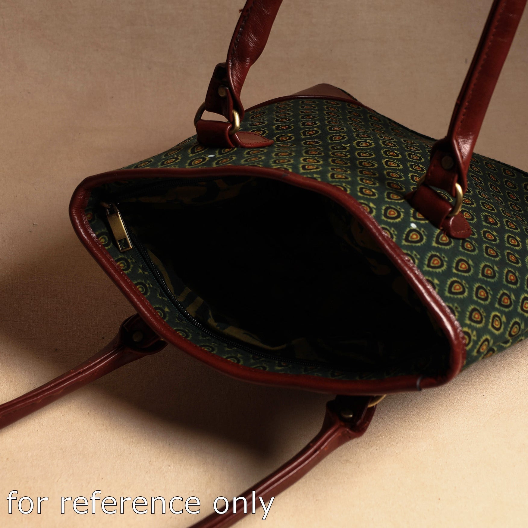 Brown - Handcrafted Sanganeri Printed Leather Shoulder Bag