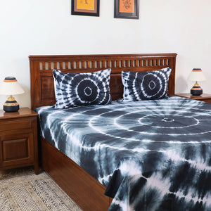 Black - Tie & Dye Cotton Double Shibori Bed Sheet Set