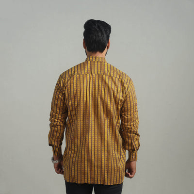 Brown - Full Sleeve Cotton Men Jaipur Print Shirt 01
