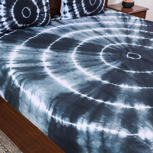 Black - Tie & Dye Cotton Double Shibori Bed Sheet Set