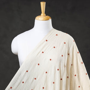 Beige - Organic Kala Cotton Handloom Mirror Work Fabric