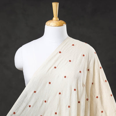 Beige - Organic Kala Cotton Handloom Mirror Work Fabric