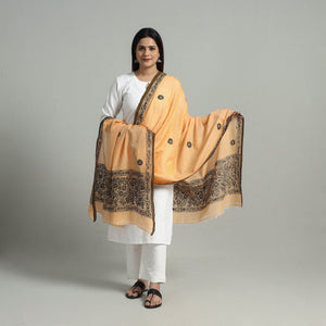 Beige - Pure Handloom Cotton Bengal Kantha Work Dupatta 05
