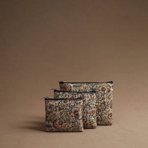 Beige - Handmade Cotton Multipurpose Utility Pouches (set of 3) 16