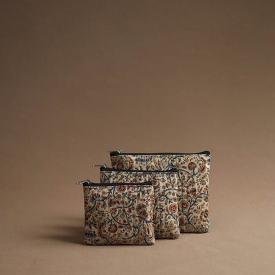 Beige - Handmade Cotton Multipurpose Utility Pouches (set of 3) 16