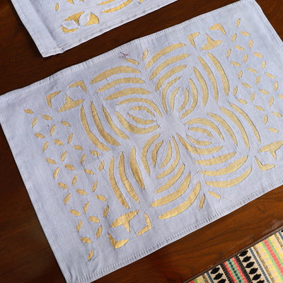 Blue - Applique Cut Work Table Runner with Table Mat Set 10