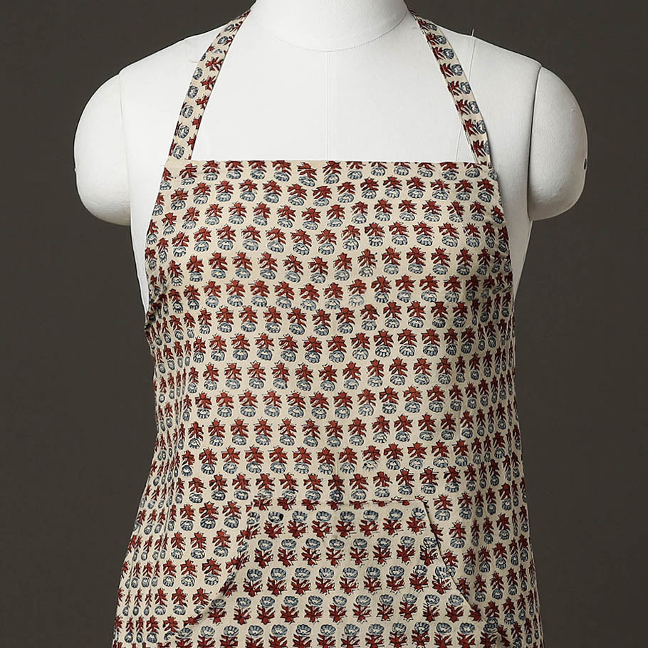Ajrakh Block Printed Cotton Apron with Pocket