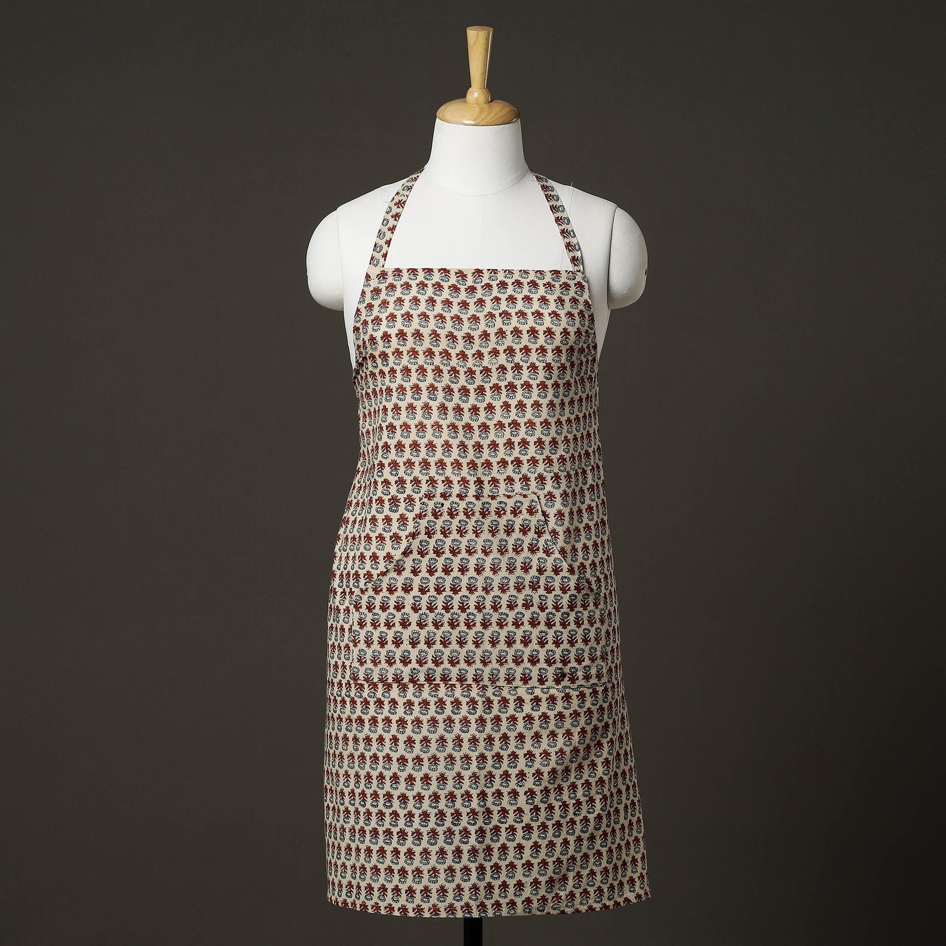 Ajrakh Block Printed Cotton Apron with Pocket