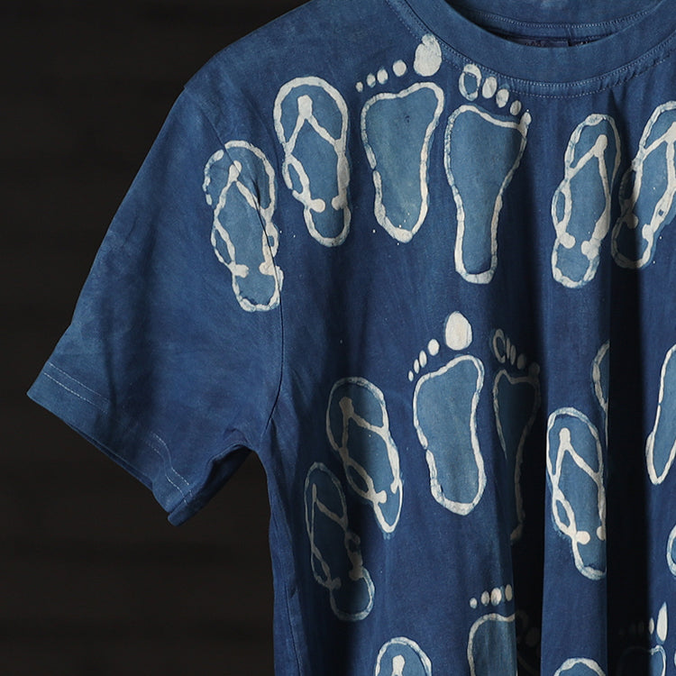 Blue - Bindaas Block Art Printed Cotton Round Neck T-shirt