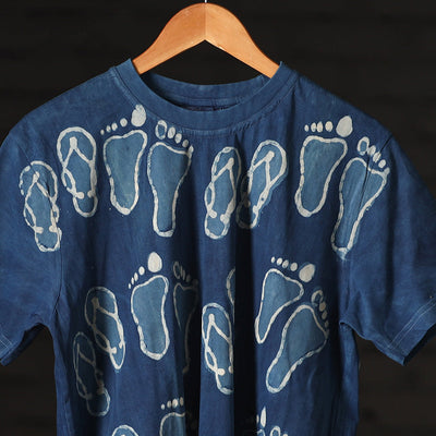 Blue - Bindaas Block Art Printed Cotton Round Neck T-shirt