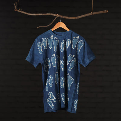 Blue - Bindaas Block Art Printed Cotton Round Neck T-shirt