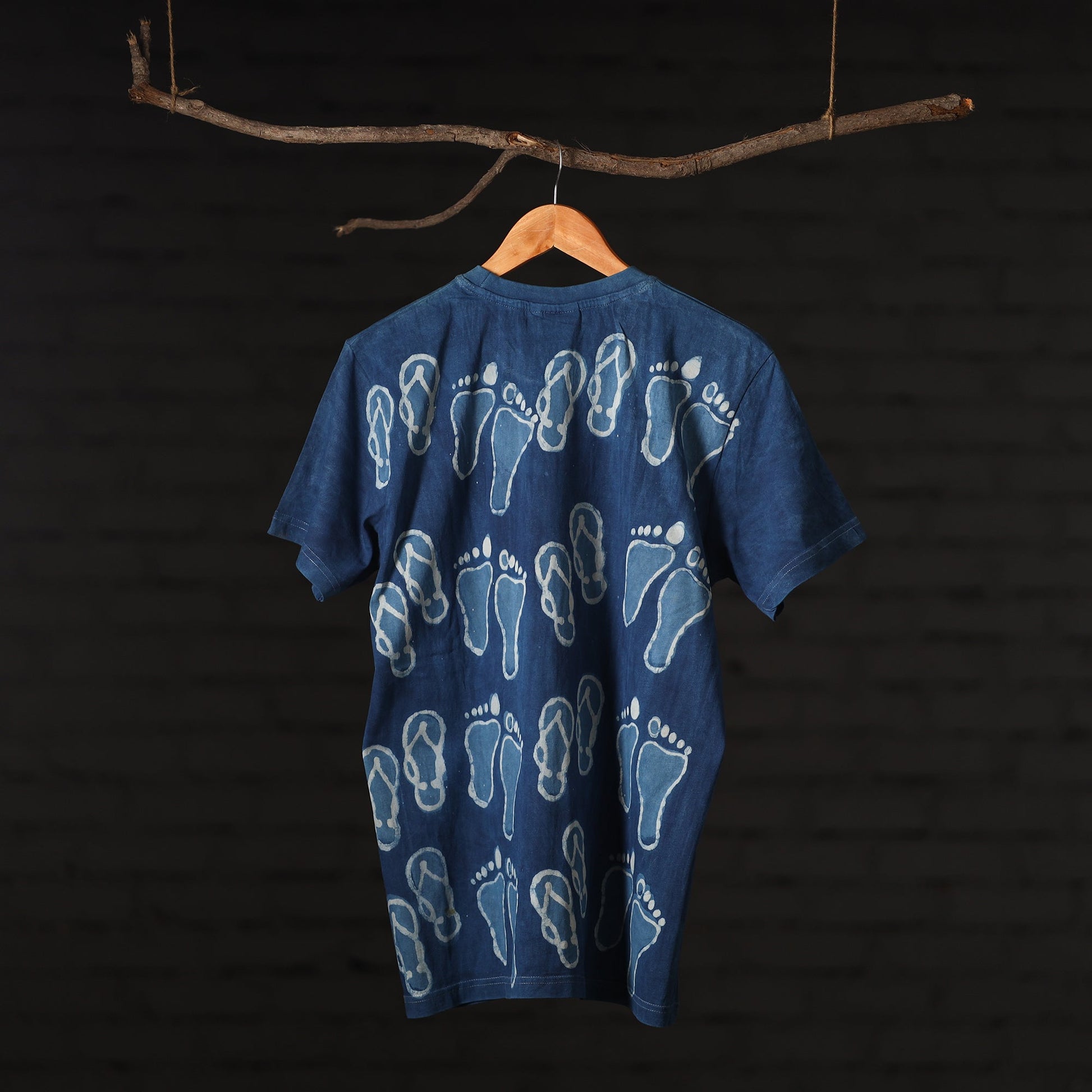 Blue - Bindaas Block Art Printed Cotton Round Neck T-shirt