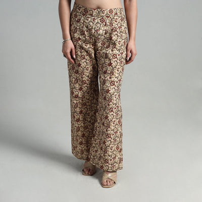Beige - Block Printed Cotton Pedana Kalamkari Palazzo 06