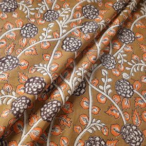Brown - Kalamkari Printed Cotton Fabric
