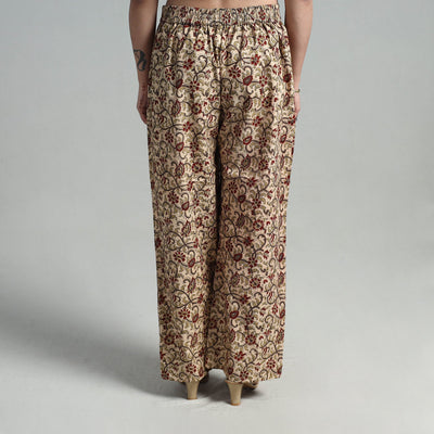 Beige - Block Printed Cotton Pedana Kalamkari Palazzo 06