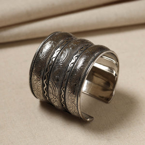 Antique Finish Oxidised German Silver Cuff Bracelet (Adjustable)