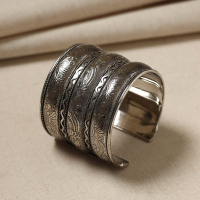 Antique Finish Oxidised German Silver Cuff Bracelet (Adjustable)