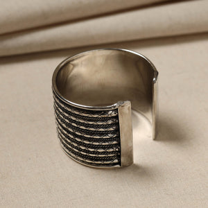 Antique Finish Oxidised German Silver Cuff Bracelet (Adjustable)