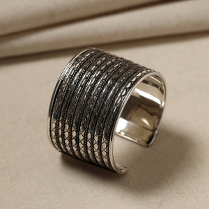 Antique Finish Oxidised German Silver Cuff Bracelet (Adjustable)