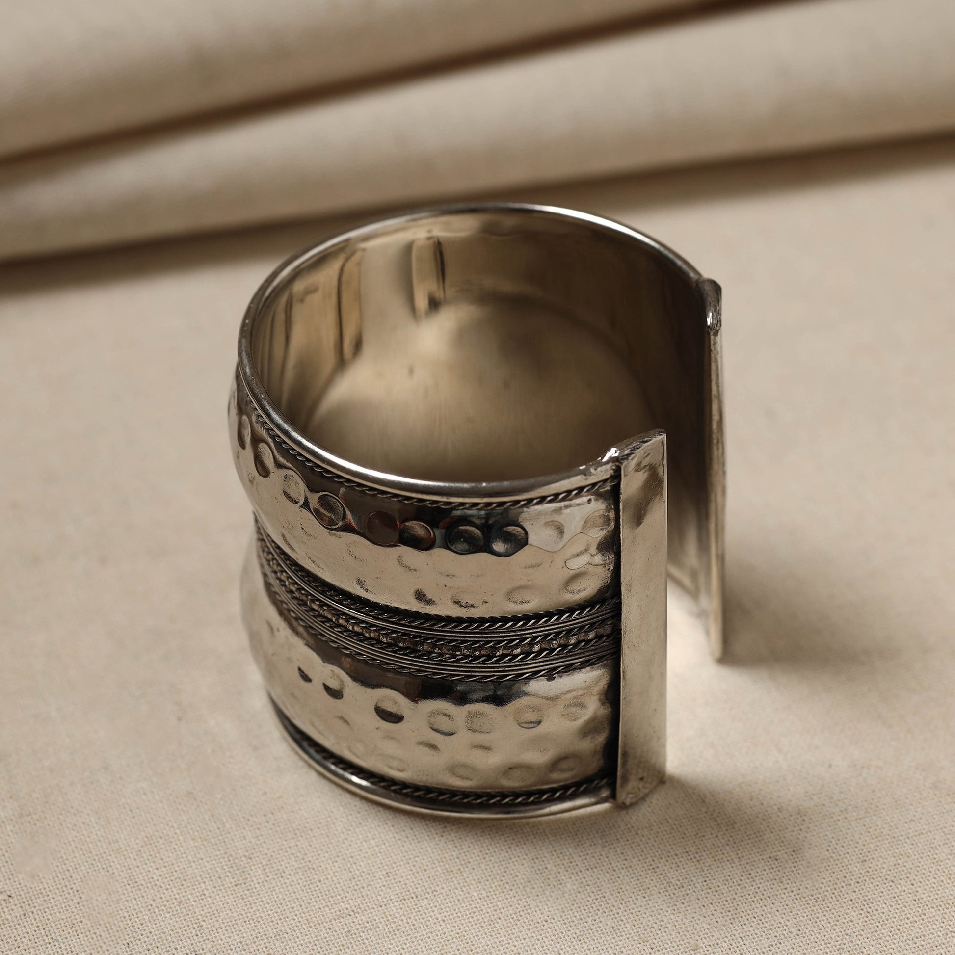 Antique Finish Oxidised German Silver Cuff Bracelet (Adjustable)