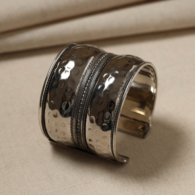 Antique Finish Oxidised German Silver Cuff Bracelet (Adjustable)