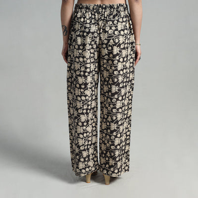 Black - Block Printed Cotton Pedana Kalamkari Palazzo 02