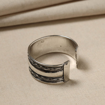 Antique Finish Oxidised German Silver Bangle / Cuff Bracelet (Adjustable)