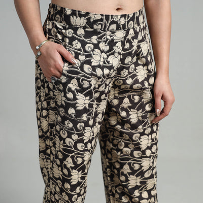 Black - Block Printed Cotton Pedana Kalamkari Palazzo 02