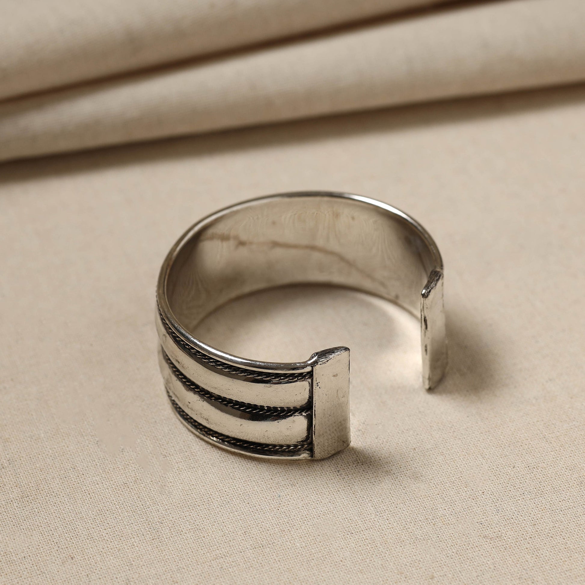Antique Finish Oxidised German Silver Bangle / Cuff Bracelet (Adjustable)
