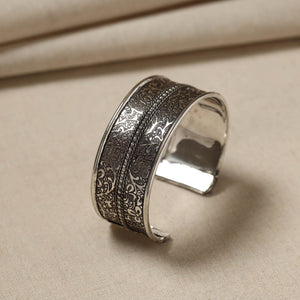 Antique Finish Oxidised German Silver Bangle / Cuff Bracelet (Adjustable)